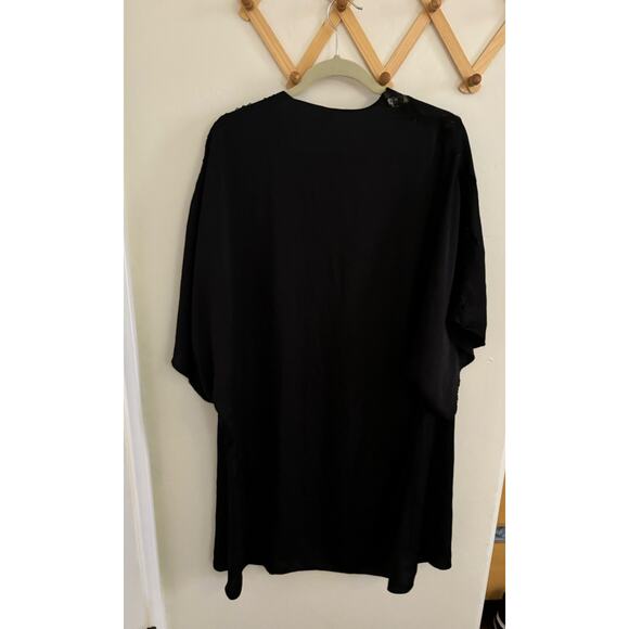 Victoria's Secret Sleepwear Women's XS Black Robe Satin Lace Open Kimono Long - Picture 3 of 5